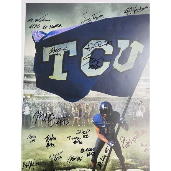 2015 AUTOGRAPHED TCU Texas Christian University Football POSTER w/ 41 Signatures - Picture 2 of 5